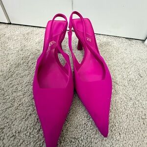 Zara Pink Pointed-Toe Heels